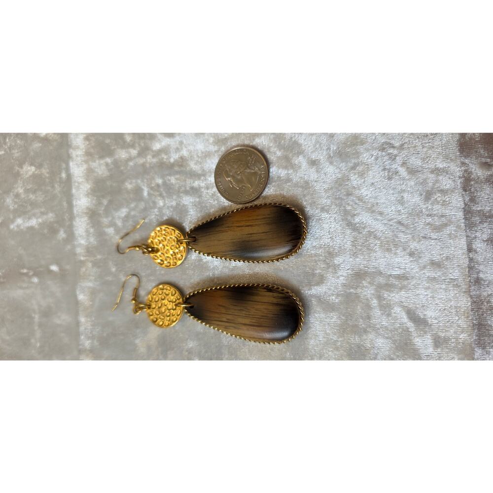 Vintage Faux Horn Tear Drop Boho Earrings - Picture 3 of 5